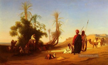 Halte A LOasis Arabian Orientalist Charles Theodore Frere Ölgemälde